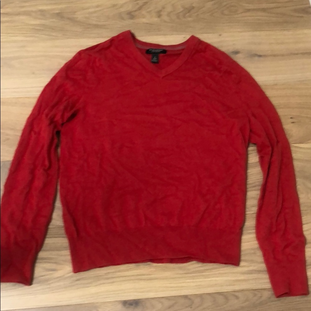 Banana Republic Red Cotton V-Neck Sweater